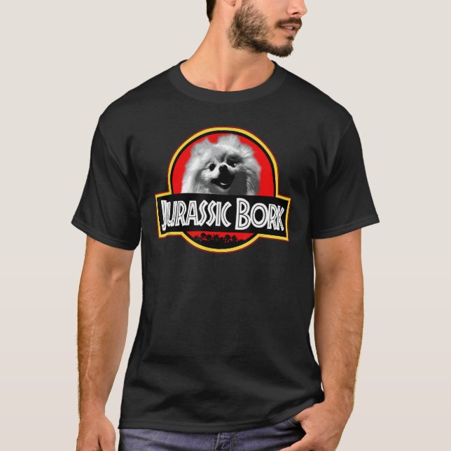 Jurassic Bork Doggo Spitz lustiger T - Shirt (Vorderseite)