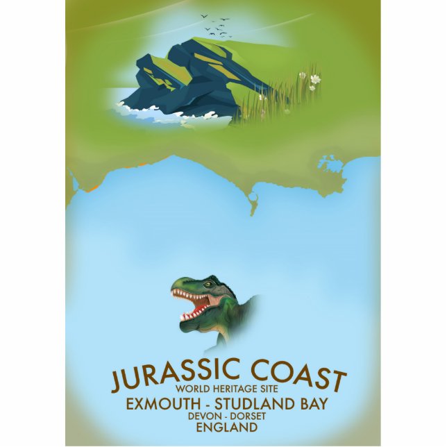 Jurassic Coast England South Coast Travel Poster Freistehende Fotoskulptur (Vorne)