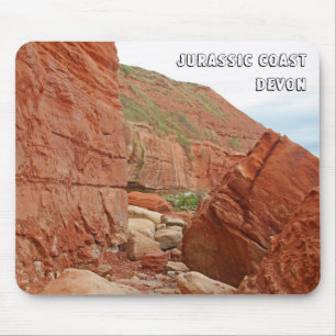 Jurassic Coast red rocks, Devon, England Mousepad