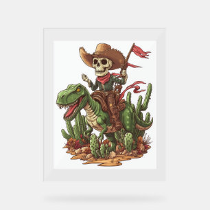 Jurassic Cowboy Skull - Funny Dino Rodeo Acrylschild