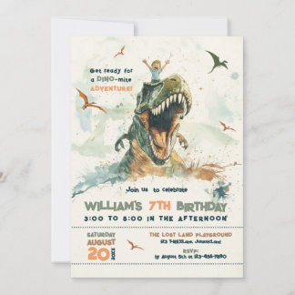 Jurassic Dino Ride Blonde Hair Boy Birthday Party Einladung