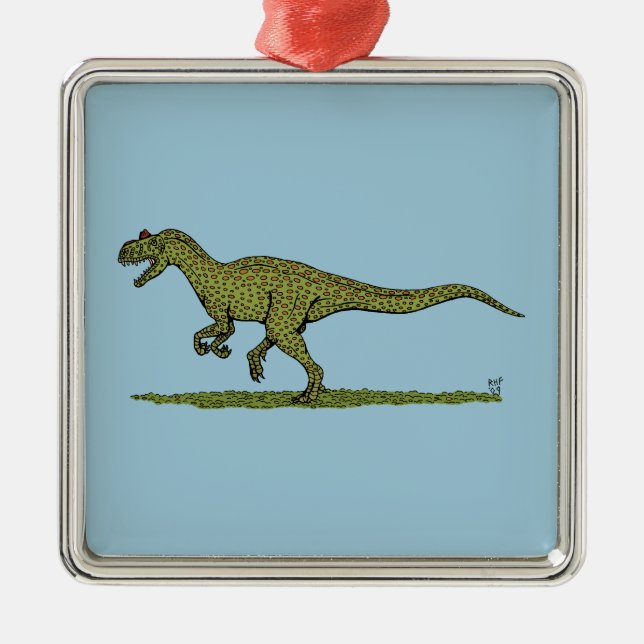 Jurassic Dinosaur Allosaurus Ornament Aus Metall (Vorne)
