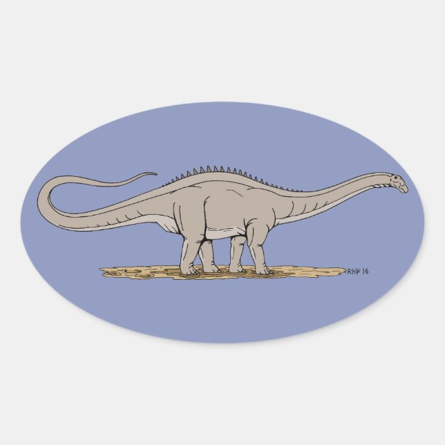 Jurassic Dinosaur Apatosaurus Ovaler Aufkleber (Vorderseite)