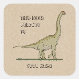 Jurassic Dinosaur Brachiosaurus Buchzeichen Quadratischer Aufkleber