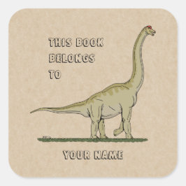 Jurassic Dinosaur Brachiosaurus Buchzeichen Quadratischer Aufkleber