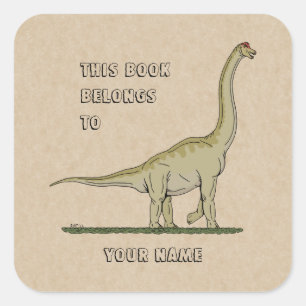 Jurassic Dinosaur Brachiosaurus Buchzeichen Quadratischer Aufkleber