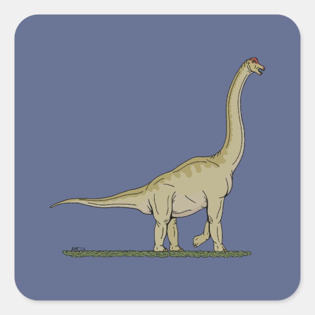 Jurassic Dinosaur Brachiosaurus Quadratischer Aufkleber (Vorderseite)