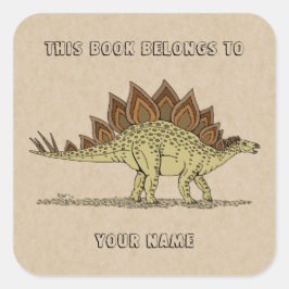 Jurassic Dinosaur Stegosaurus Buchzeichen Quadratischer Aufkleber