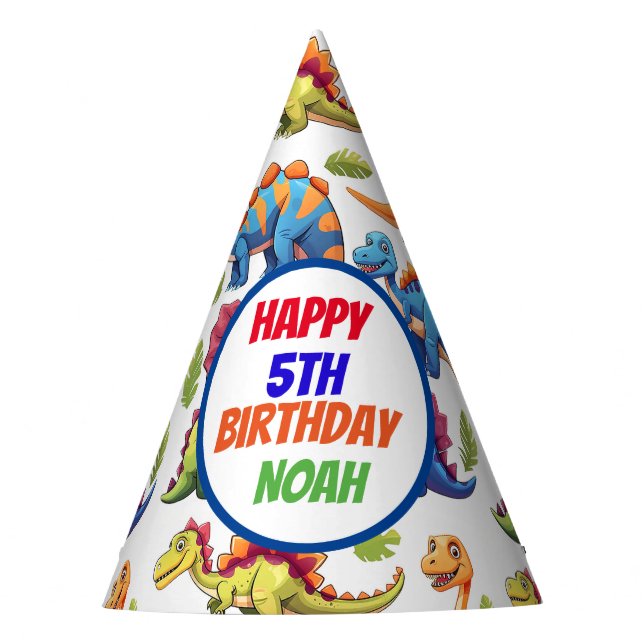 Jurassic Dinosaur Themed Birthday Partyhütchen (Vorderseite)