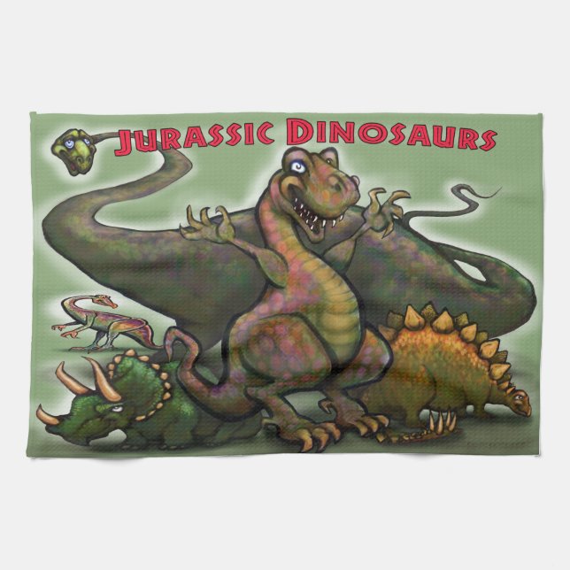 Jurassic Dinosaurier Geschirrtuch (Horizontal)