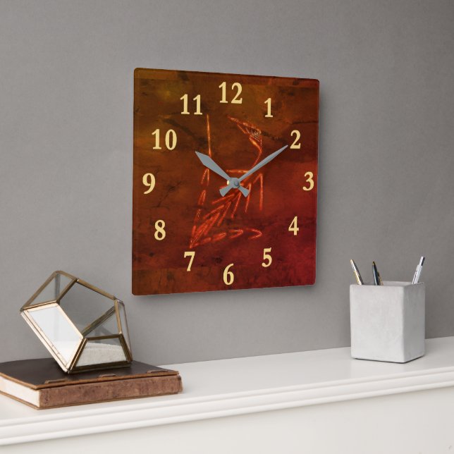 Jurassic Fossil Quadratische Wanduhr (Büro)