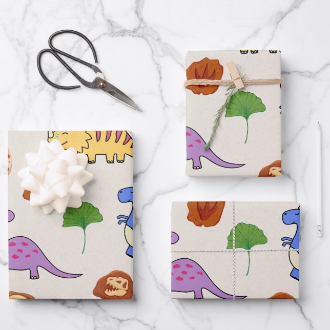 Jurassic Joy Dinosaures Papier Cadeau (Recto)