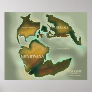 Jurassic Karte Vintage-Reiseposter. Poster