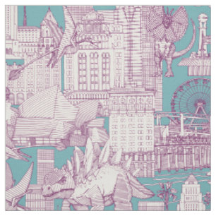 Jurassic LA toile lila türkis Stoff