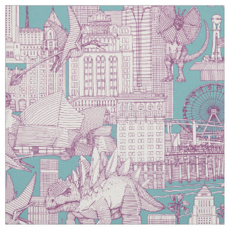 Jurassic LA toile lila türkis Stoff