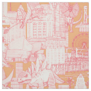 Jurassic LA toile Rose cantaloupe Stoff