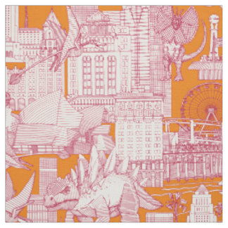 Jurassic LA toile viva magenta satsuma Stoff