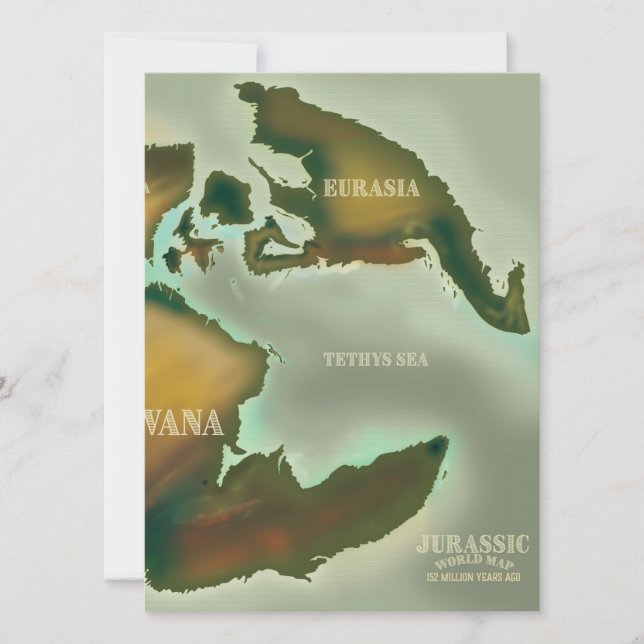 Jurassic Map Vintage Reiseplakat. (Vorderseite)