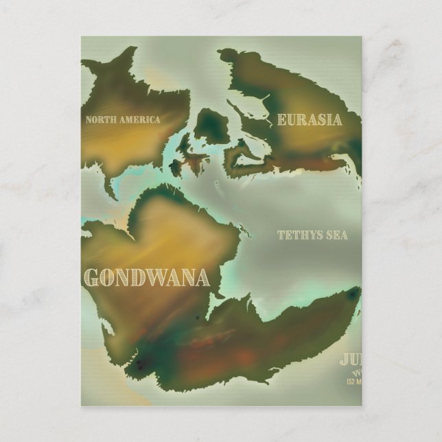 Jurassic Map Vintage Reiseplakat. Postkarte (Vorderseite)