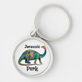 Jurassic Perk Colorful Dinosaur White Schlüsselanhänger