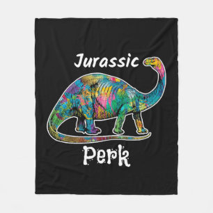 Jurassic Perk Farbiger Dinosaurier Schwarz Fleecedecke