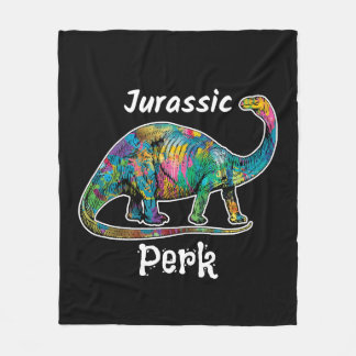 Jurassic Perk Farbiger Dinosaurier Schwarz Fleecedecke