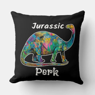 Jurassic Perk Farbiger Dinosaurier Schwarz Kissen
