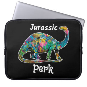 Jurassic Perk Farbiger Dinosaurier Schwarz Laptopschutzhülle