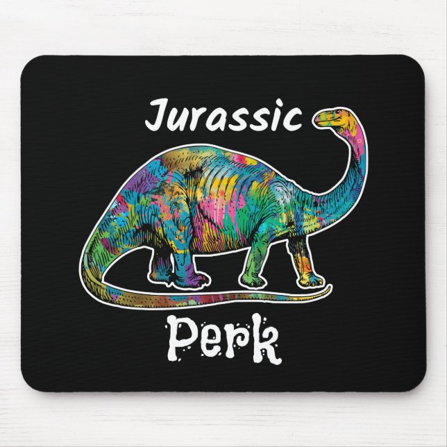 Jurassic Perk Farbiger Dinosaurier Schwarz Mousepad (Vorne)
