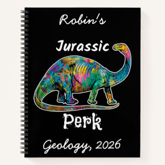 Jurassic Perk Farbiger Dinosaurier Schwarz Notizbuch