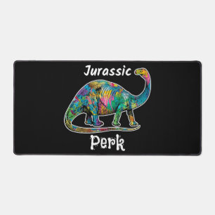 Jurassic Perk Farbiger Dinosaurier Schwarz Schreibtischunterlage