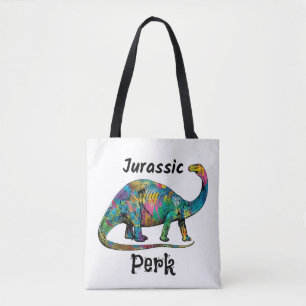 Jurassic Perk Farbiger Dinosaurier Weiß Tasche