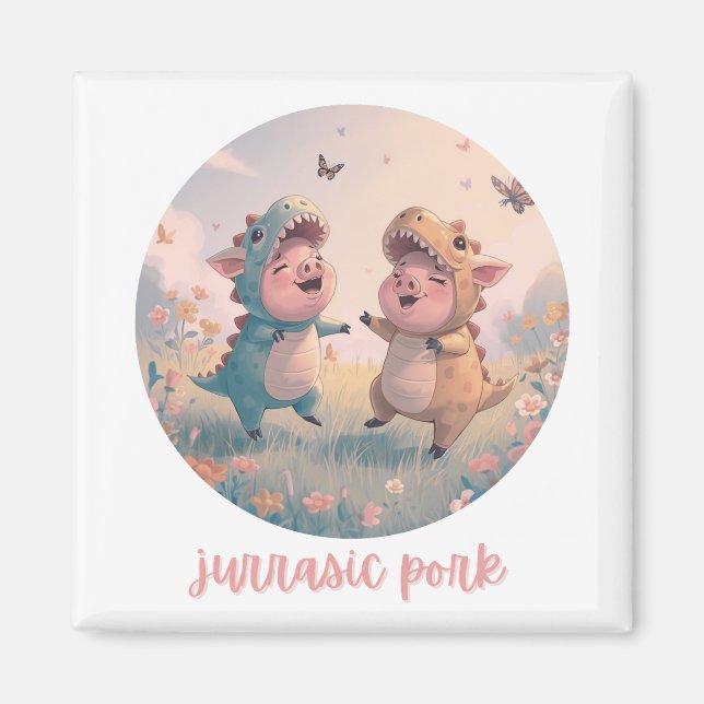 Jurassic Pork Cute Pig Dinosaur Costume  Magnet (Vorne)