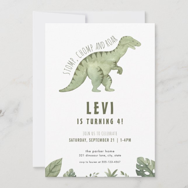 Jurassic T-Rex Boy Dinosaur Invitation Anniversair (Devant)