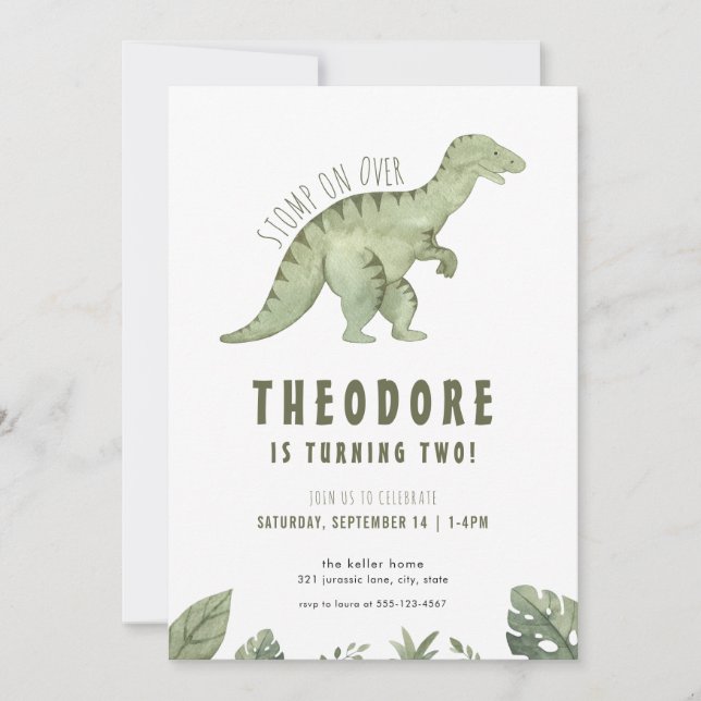 Jurassic T-Rex Dino Dinosaur Invitation Anniversai (Devant)