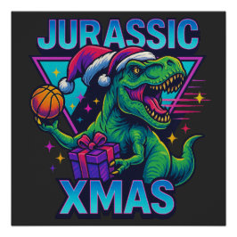 Jurassic Xmas T-Rex - Retro 80er Neon-Dinosaur Xma Poster