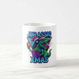 Jurassic Xmas T-Rex - Retro 80s Neon Dinosaur Xmas Kaffeetasse