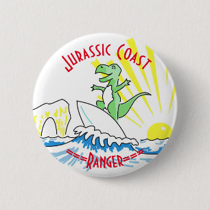 Jurassische Küste Surfing Dinosaurier Ranger Button