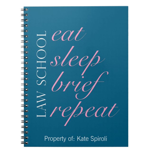 Jurastudentin "Eat Sleep Brief Repeat" humorvoll Notizblock (Vorderseite)