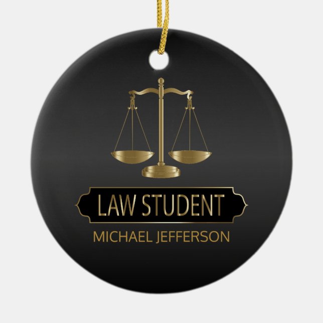 Jurastudentin - Schwarz und Gold Keramik Ornament (Vorne)