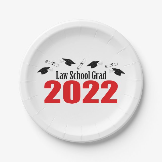 Jurastudium Grad 2022 - Karten und Diplome (rot) Pappteller (Vorderseite)