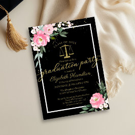 Jurastudium Party Hot Pink Floral Black Einladung
