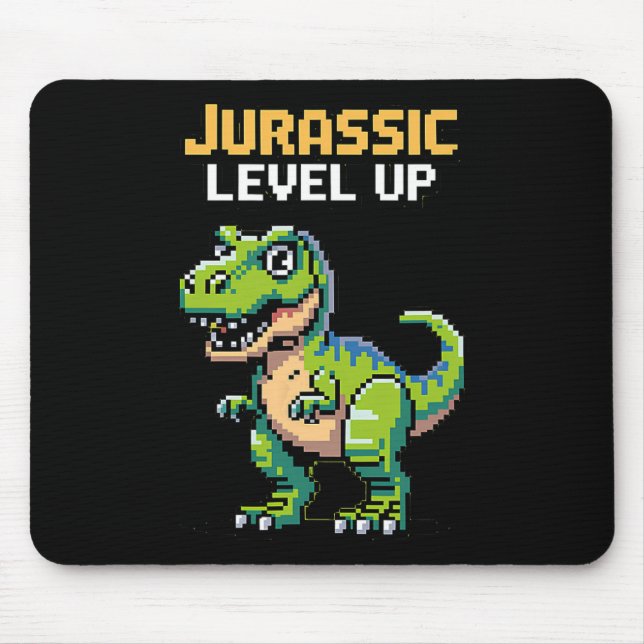 Juric Level Up Pixel Dinosaur Retro Gamer  Mousepad (Vorne)