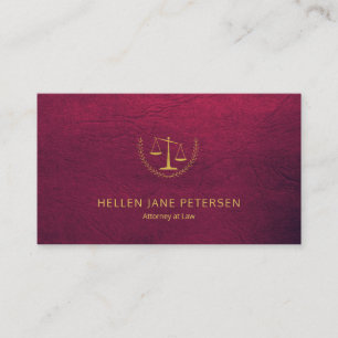 Jurist in elegantem goldbordeauxfarbenem Leder-Loo Visitenkarte