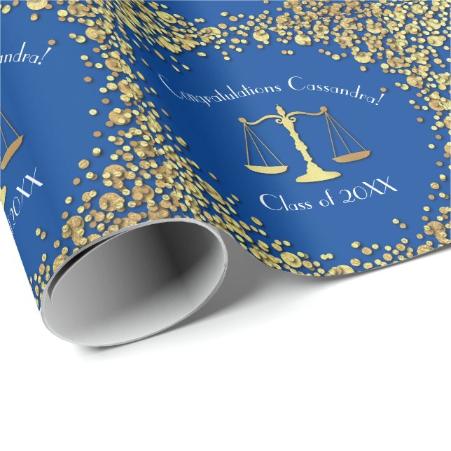 Juristenakademie Blue Gold Graduation Party Geschenkpapier (Rolleneckpunkt)