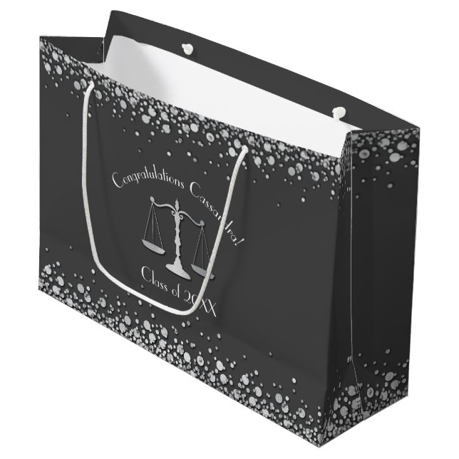 Juristenakademie Gray Silver Große Geschenktüte (Vorderseite Schrägansicht)