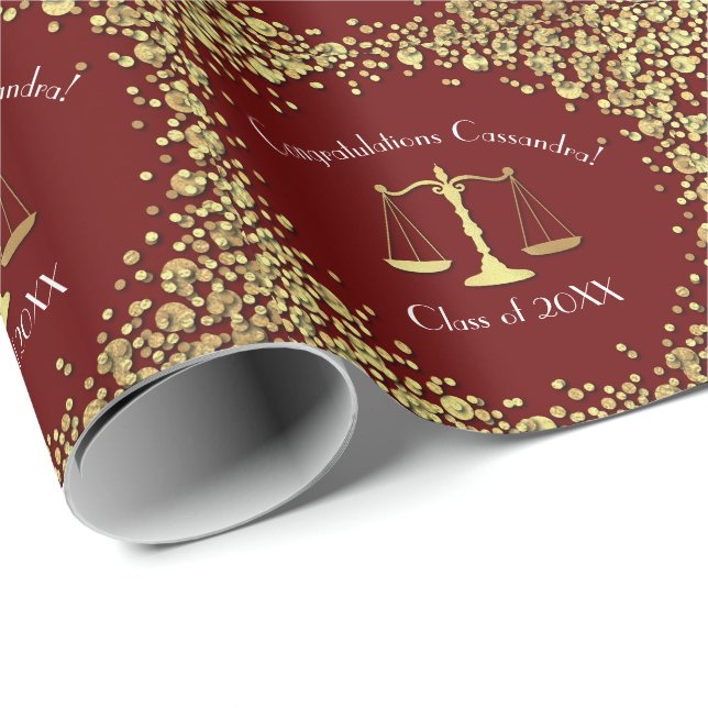 Juristenakademie Maroon Gold Graduation Party Geschenkpapier (Rolleneckpunkt)