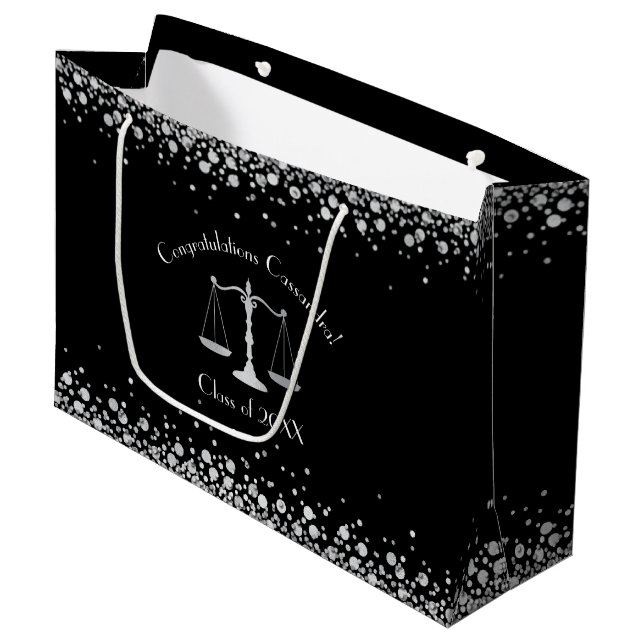 Juristenakademie Schwarzsilber Große Geschenktüte (Vorderseite Schrägansicht)