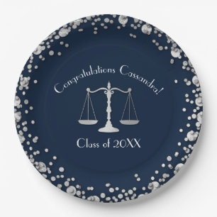 Juristenmarinade Silver Graduation Party Pappteller