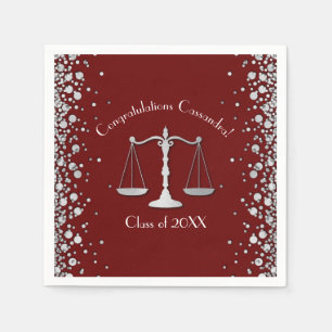 Juristenschule Maroon Silver Graduation Party Serviette